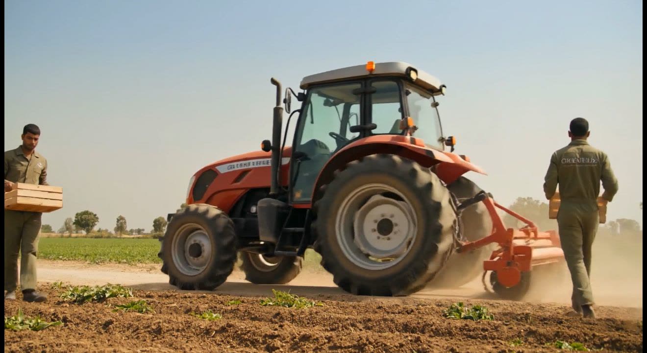 Tractor cultivating soil on a Greenfields site
