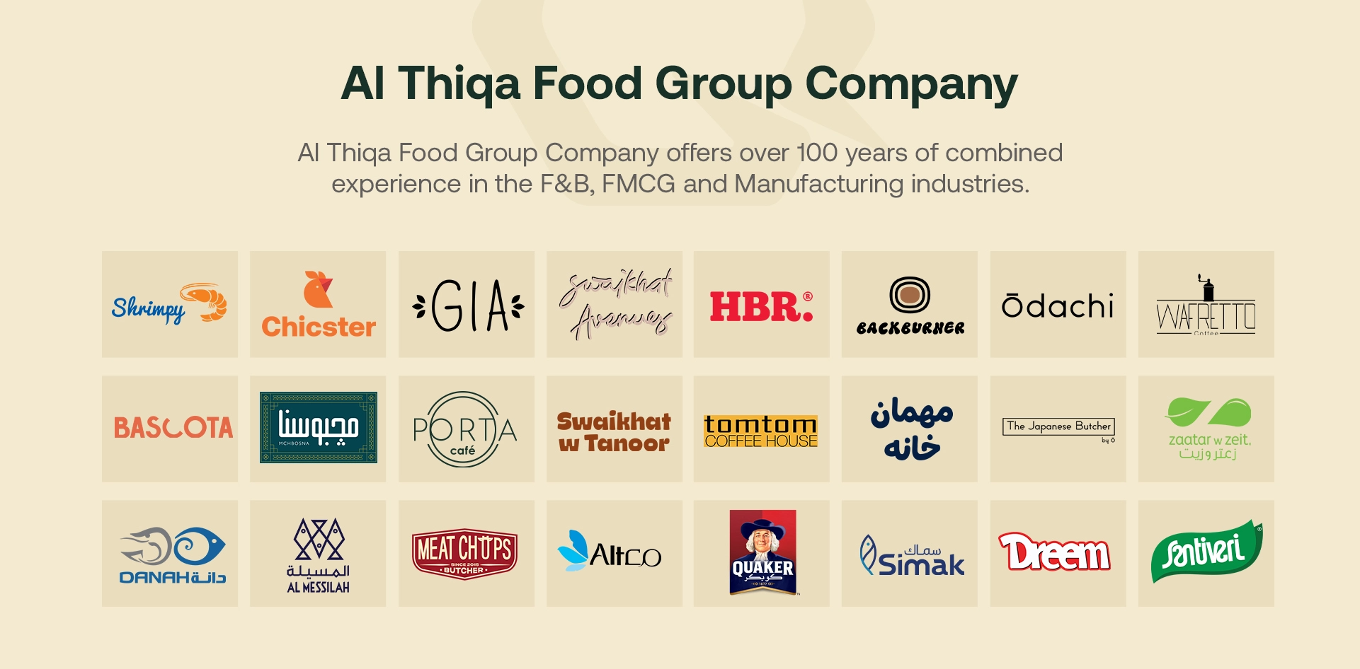 Al Thiqa Food Group Company - brand portfolio